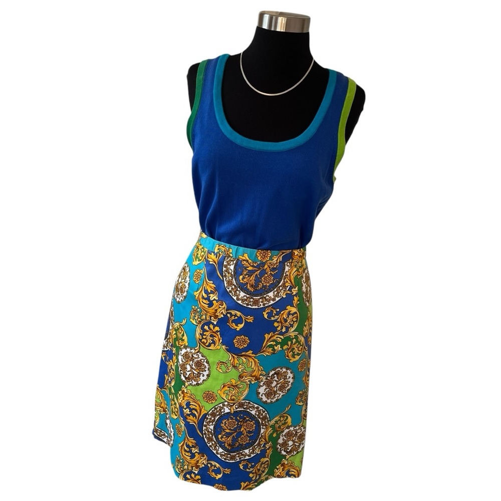 Vintage Linea by Louis Dell’Olio filigree 3 piece lined skirt suit blue green M - Picture 11 of 16